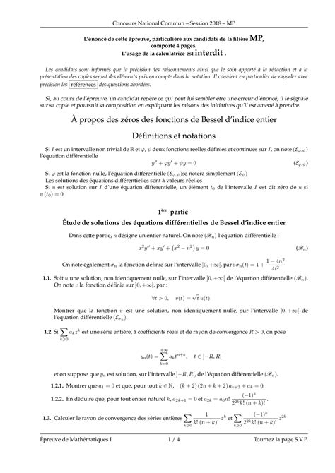 CNC MP 2018 Maths 1 Epreuve .